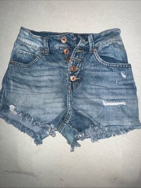 Kids Size 0/24 High-Rise Distressed Blue Denim Shorts